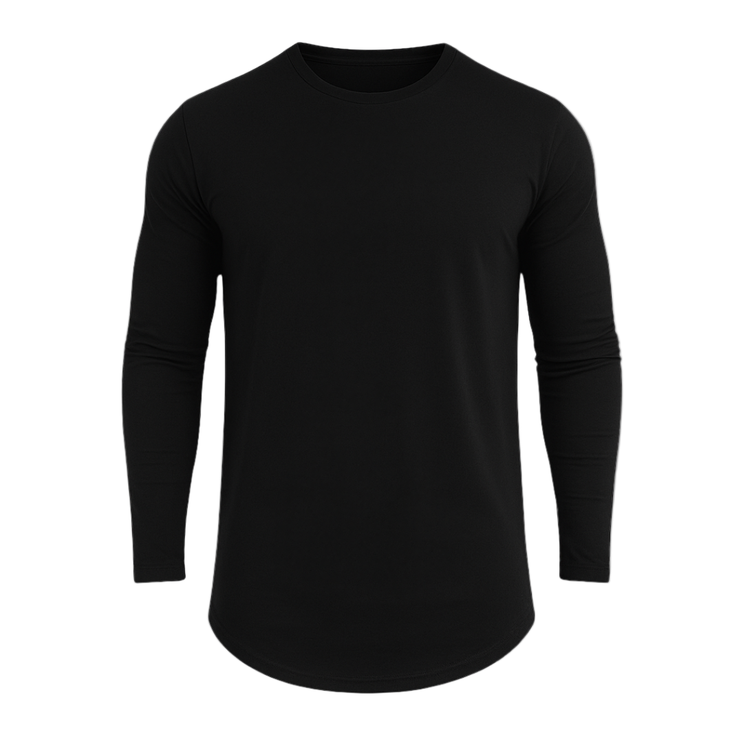 Black long-sleeve shirt on a white background