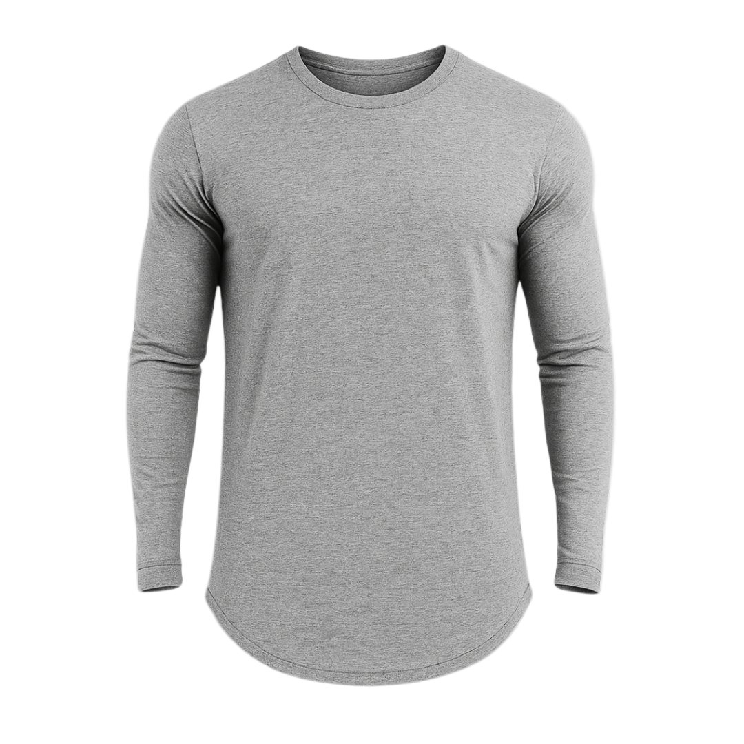 Gray long-sleeve shirt on a white background