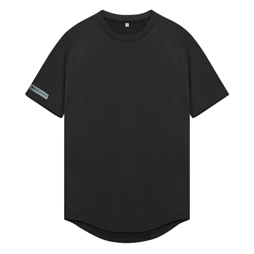 Black t-shirt on a white background