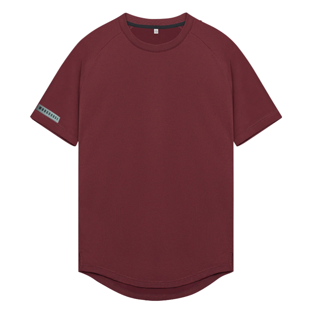 Maroon t-shirt on a white background