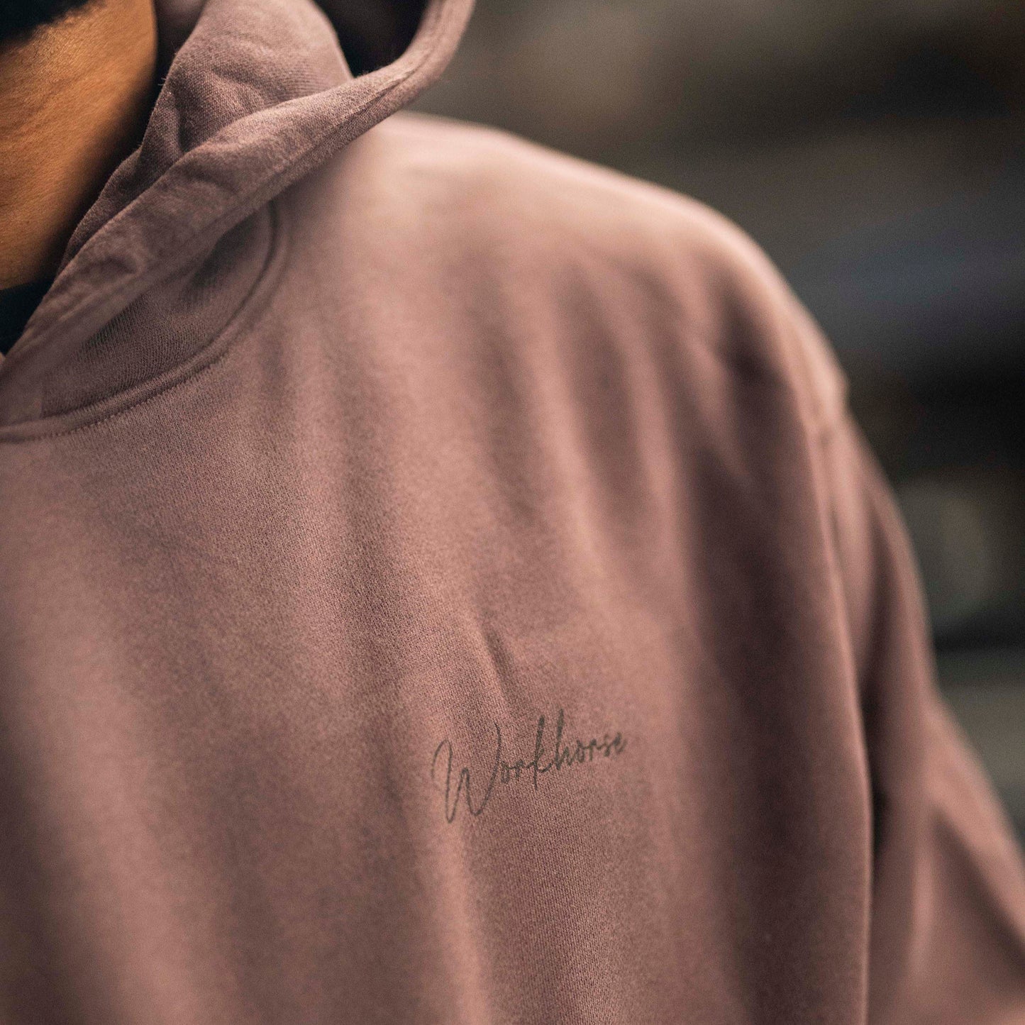 Plum Workhorse Oversize Hoodie with Workhorse lifestyle logo.
