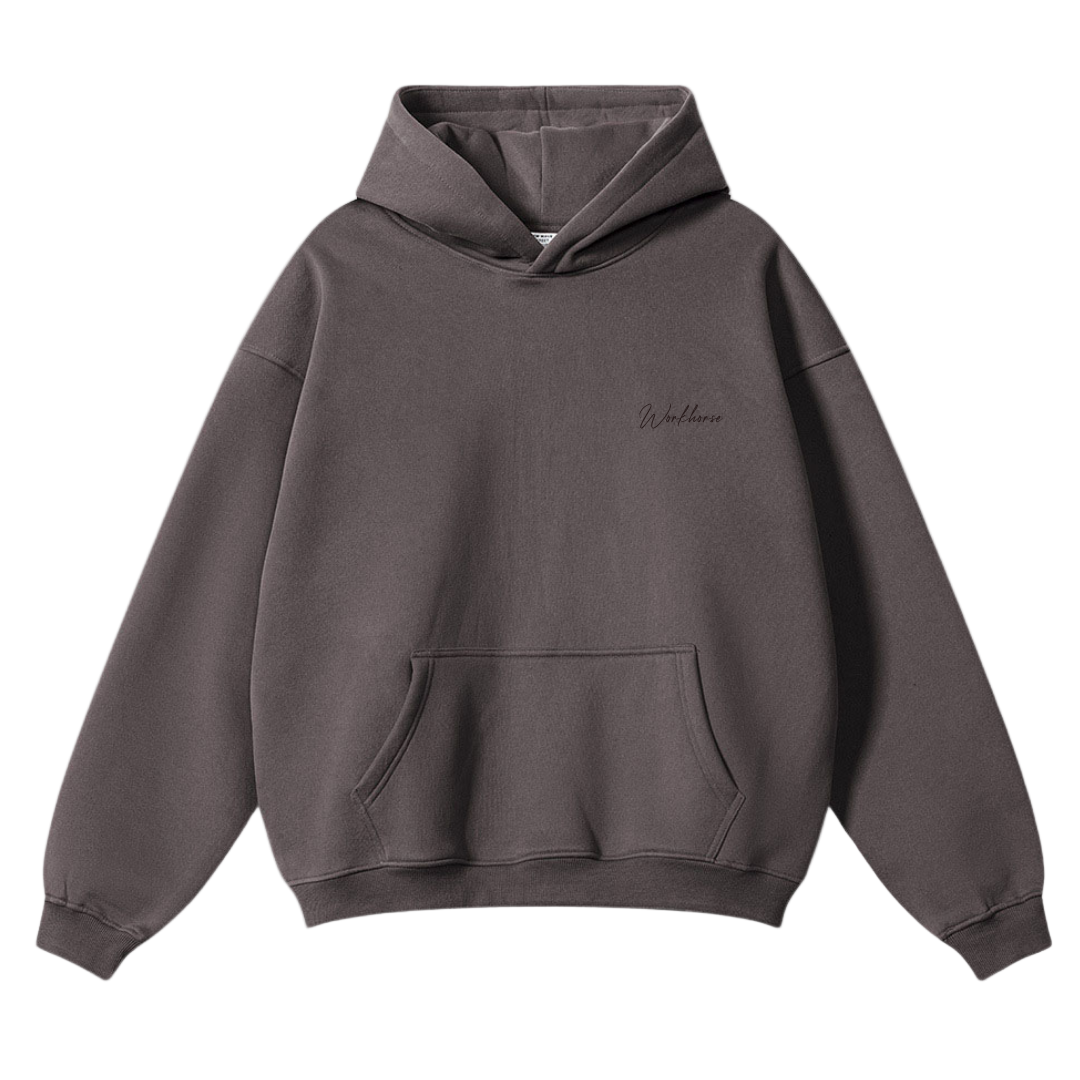 Plum hoodie with a brand logo on a white background