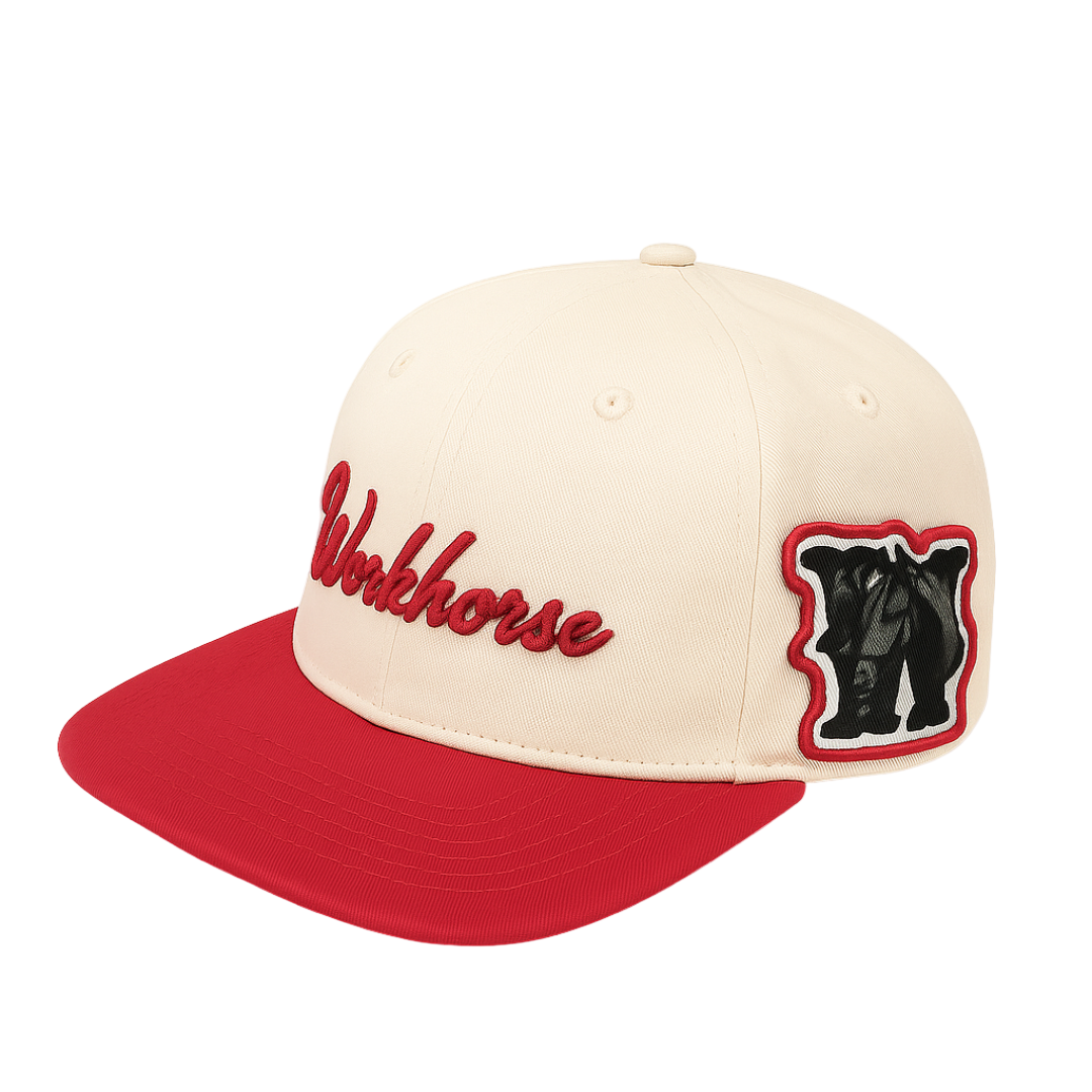 Cap with 'Workhorse' logo and bear graphic on a white background