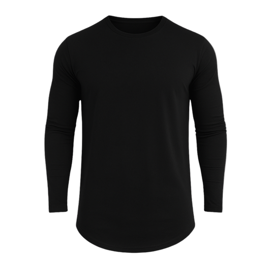 Black long-sleeve shirt on a white background