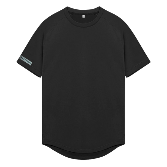 Black t-shirt on a white background